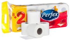 Perfex Plus toaletní papír, 3 vrstvy - 8 + 2 ks