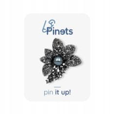 Pinets® Brož černý květ s kubickou zirkonií