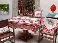 Dům Vánoc Vánoční ubrus s motivem Vánoční ozdoby červený 140x220 cm