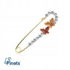 Pinets® Brož klasický zavírací špendlík se dvěma motýlky a kubickou zirkonií