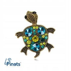 Pinets® Brož modrozelená želva s kubickými zirkony