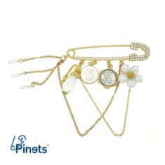 Pinets® Brož klasický zavírací špendlík s perličkami a závěsnými prvky