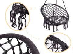 Houpací křeslo Čapí hnízdo s opěradlem černé 80cm