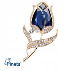 Pinets® Brož tmavě modrá růže s kubickou zirkonií