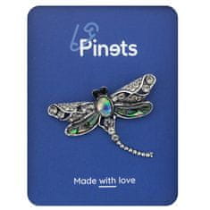 Pinets® Brož stříbrná vážka s kubickou zirkonií a perletí