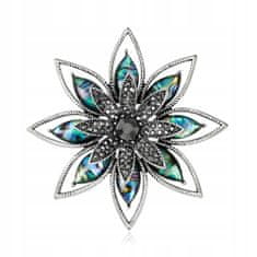 Pinets® Brož stříbrná květina s perletí