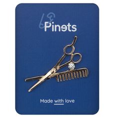 Pinets® Brož zlaté nůžky a hřeben s kubickou zirkonií