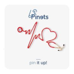 Pinets® Brož červený stetoskop se srdcem