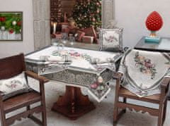 Dům Vánoc Vánoční prostírání na stůl s motivem Vánoční ozdoby šedo-hnědý 32x50 cm
