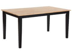Beliani Jídelní sada dřevěná černá / světle hnědá (stůl 150 x 90 cm, 6x židle) GEORGIA