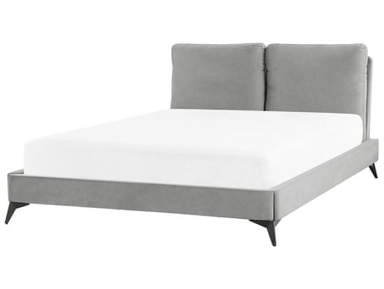 Beliani Sametová postel 140 x 200 cm šedá MELLE