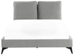 Beliani Sametová postel 140 x 200 cm šedá MELLE