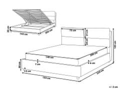 Beliani Sametová postel s úložným prostorem 140 x 200 cm béžová BATILLY