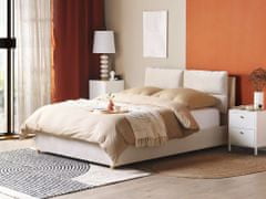 Beliani Sametová postel s úložným prostorem 140 x 200 cm béžová BATILLY