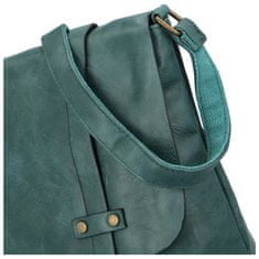 Paolo Bags Větší dámská crossbody tašky s výraznou klopou Efima, zelená