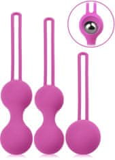 XSARA Tři páry venušiných kuliček sada k procvičování svalů pánevního dna doporčovaná gynekology fialová barva – 73614874
