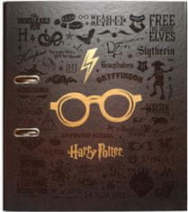 CurePink Kroužkový pořadač se spojovací svorkou Harry Potter: Brýle (28 x 32 x 7 cm)