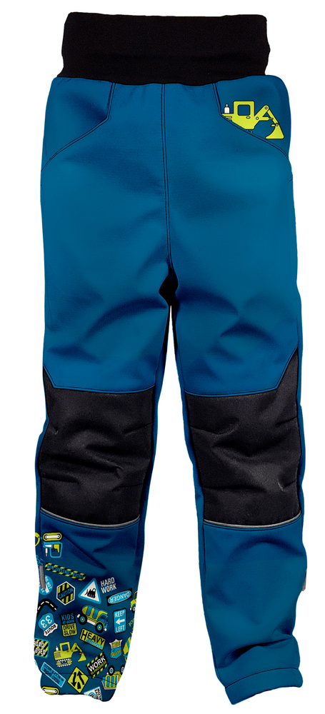 WAMU chlapecké zateplené softshellové kalhoty - Bagr modrá 104/110