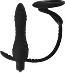 XSARA Erekční kroužek na penis a varlata - anální kolík, vibrační plug - 74829497