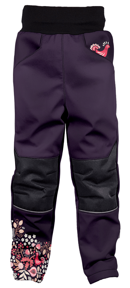 WAMU dívčí zateplené softshellové kalhoty - Sova fialová 116/122