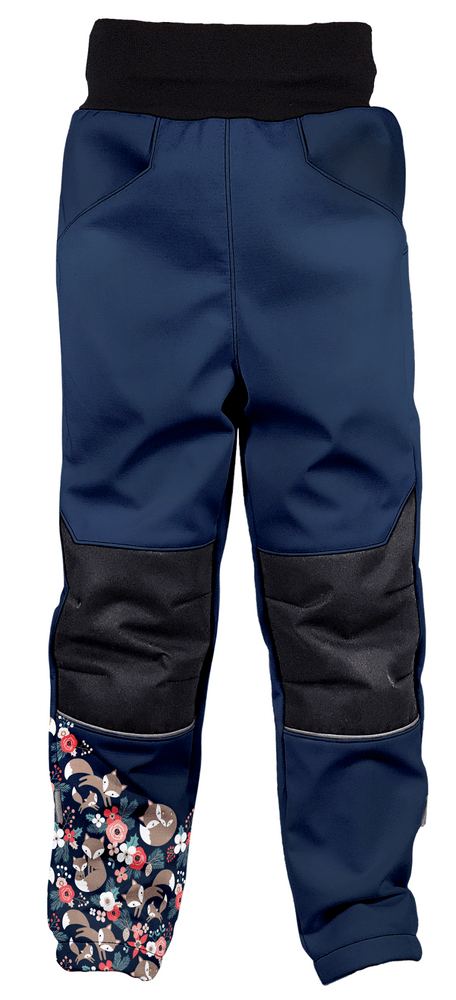 WAMU dívčí zateplené softshellové kalhoty - Lišky tmavě modrá 146/152