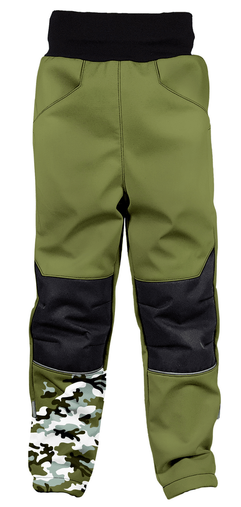 WAMU chlapecké zateplené softshellové kalhoty - Maskáč khaki 140/146
