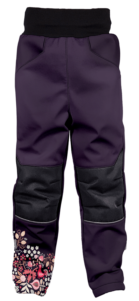 WAMU dívčí zateplené softshellové kalhoty - Sova fialová 140/146