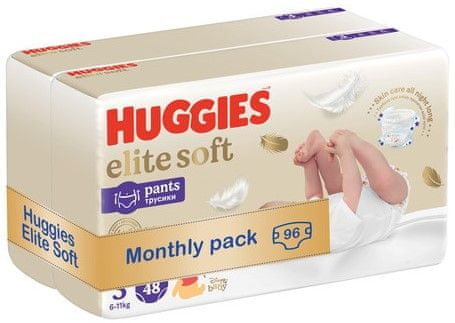 Levně Huggies měsíční balení 2 x Elite Soft PANTS č. 3 - 96 ks