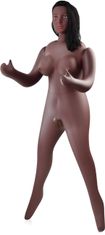 XSARA Nafukovací panna 3d černoška s vystoupými prsy realistická hlava vagína a anus - 71161676