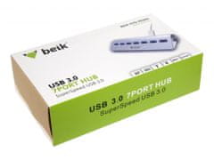 Sedmiportový USB 3.0 hub rozbočovač HYD-9030H hliníkový + adaptér