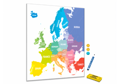 Glasdekor Metalová magnetická tabule - barevná mapa světa - Rozměr metalová tabule: 600 x 900 mm