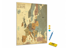 Glasdekor Metalová magnetická tabule - mapa světa s hlavními městy - Rozměr metalová tabule: 600 x 900 mm