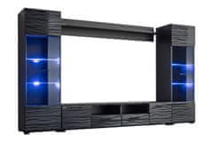 Homlando Obývací stěna MODICA Sestava obývacího nábytku 260 cm černý mat / sahara lesk s LED osvětlením