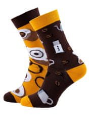 Many Mornings Veselé vzorované ponožky Coffee Lover černo-žluté vel. 43-46