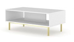Homlando Konferenční stolek RAVENNA C 90x60 cm bílá mat / bílý lesk DIAMENT se zlatým rámem