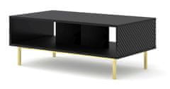 Homlando Konferenční stolek RAVENNA C 90x60 cm černý mat / černý lesk DIAMENT se zlatým rámem