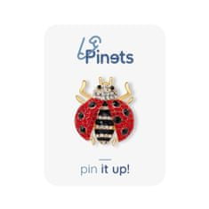 Pinets® Brož červená beruška s kubickou zirkonií