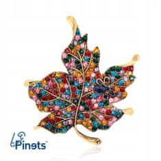 Pinets® Brož list s barevnými kubickými zirkony