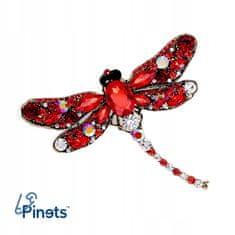 Pinets® Brož červená vážka s kubickými zirkony
