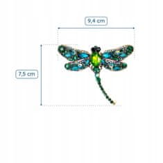 Pinets® Brož zelená a modrá vážka s kubickou zirkonií