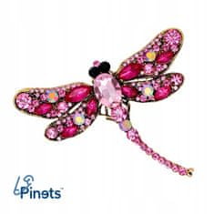 Pinets® Brož růžová vážka s kubickou zirkonií
