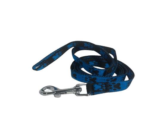 Palkar Vodítko z popruhu pro psy 150 cm x 16 mm černo-modrá s tlapkami