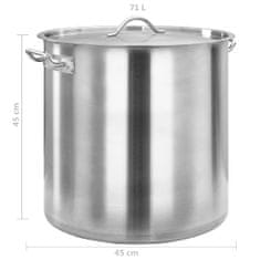 Vidaxl Hrnec na polévku 71 l 45 x 45 cm nerezová ocel