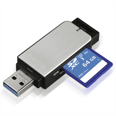 čtečka karet USB 3.0 SD/microSD, stříbrná