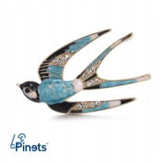 Pinets® Brož modrá vlaštovka s kubickou zirkonií