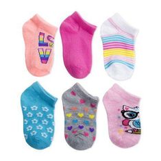 commshop 6x Dětské bavlněné kotníkové ponožky - holka / dívka velikost 0-2