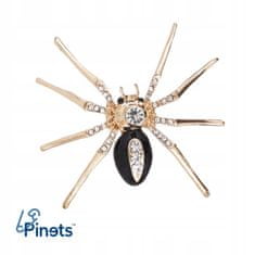 Pinets® Brož zlatý pavouk s černým břichem a kubickými zirkony