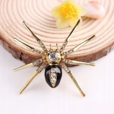 Pinets® Brož zlatý pavouk s černým břichem a kubickými zirkony