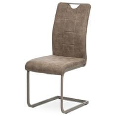 Autronic Moderní jídelní židle Jídelní židle, lanýžová látka v dekoru vintage kůže, bílé prošití, kov-lanýž.lak (DCL-412 LAN3)