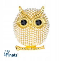 Pinets® Brož zlatá sova s perlami a kubickými zirkony